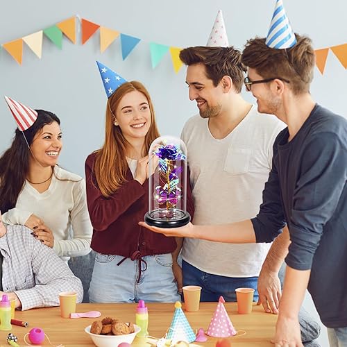 Miniatura 4 de DEEMEI Regalos de cumpleaños para mujeres, rosa morada, flor eterna iluminada en cúpula de cristal con mariposa, regalos para mujeres, Acción de