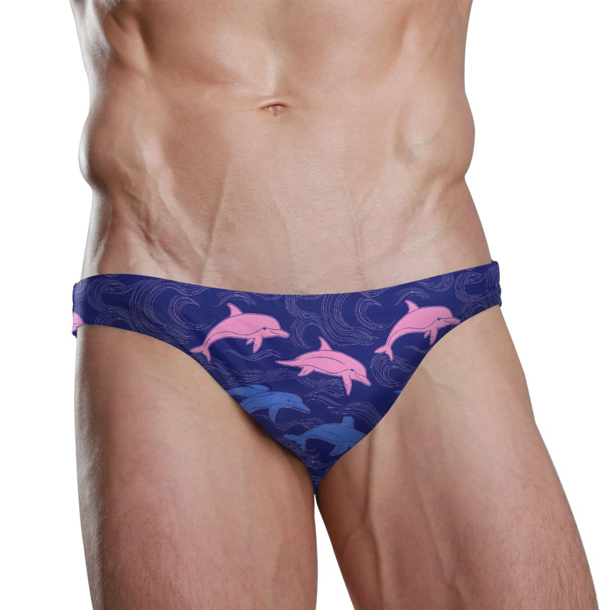 Dolphins Wave Mens Swimwear Swim Briefs Bikini Swimsuit for Summer Beach L B0403828