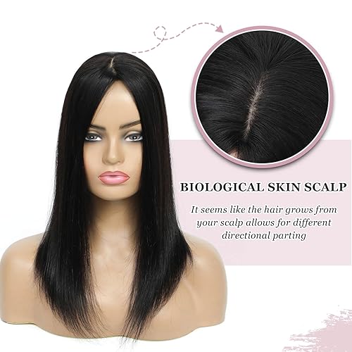 Miniatura 3 de Ms Taj Cubrepelo de 18 pulgadas de largo en capas para mujer, sintético con cabello fino, 3 tonos, marrón intenso con fibra de raíz oscura, pelucas
