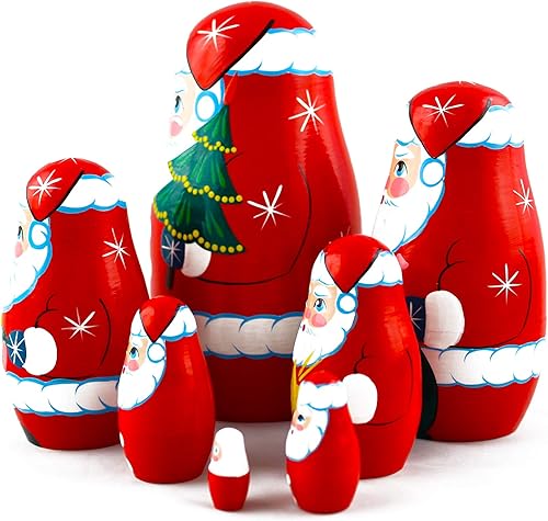 Miniatura 4 de MATRYOSHKA&HANDICRAFT Muñecas de Navidad de Papá Noel, 7 piezas, decoración de Navidad, regalos de muñeca