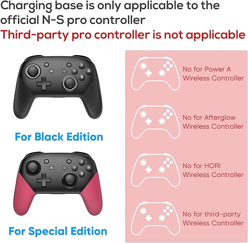 Miniatura 2 de Estación de carga para SwitchOLED modelo Joy Con y para controladores Switch Pro Base de carga con enchufe USB 2.0 y puertos, solo para controlador