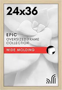 Americanflat 24x36 Poster Frame with Polished Plexiglass - Epic Collection - Gallery Wall Frames with Engineered Wood - Wide Photo Frame for Wall Display - Natural Oak