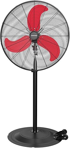 Miniatura 12 de Ventilador de pedestal oscilante de 20 pulgadas, serie Pro, 3 velocidades 5000 CFM, ventilador de pie de metal de alta velocidad con ruedas,