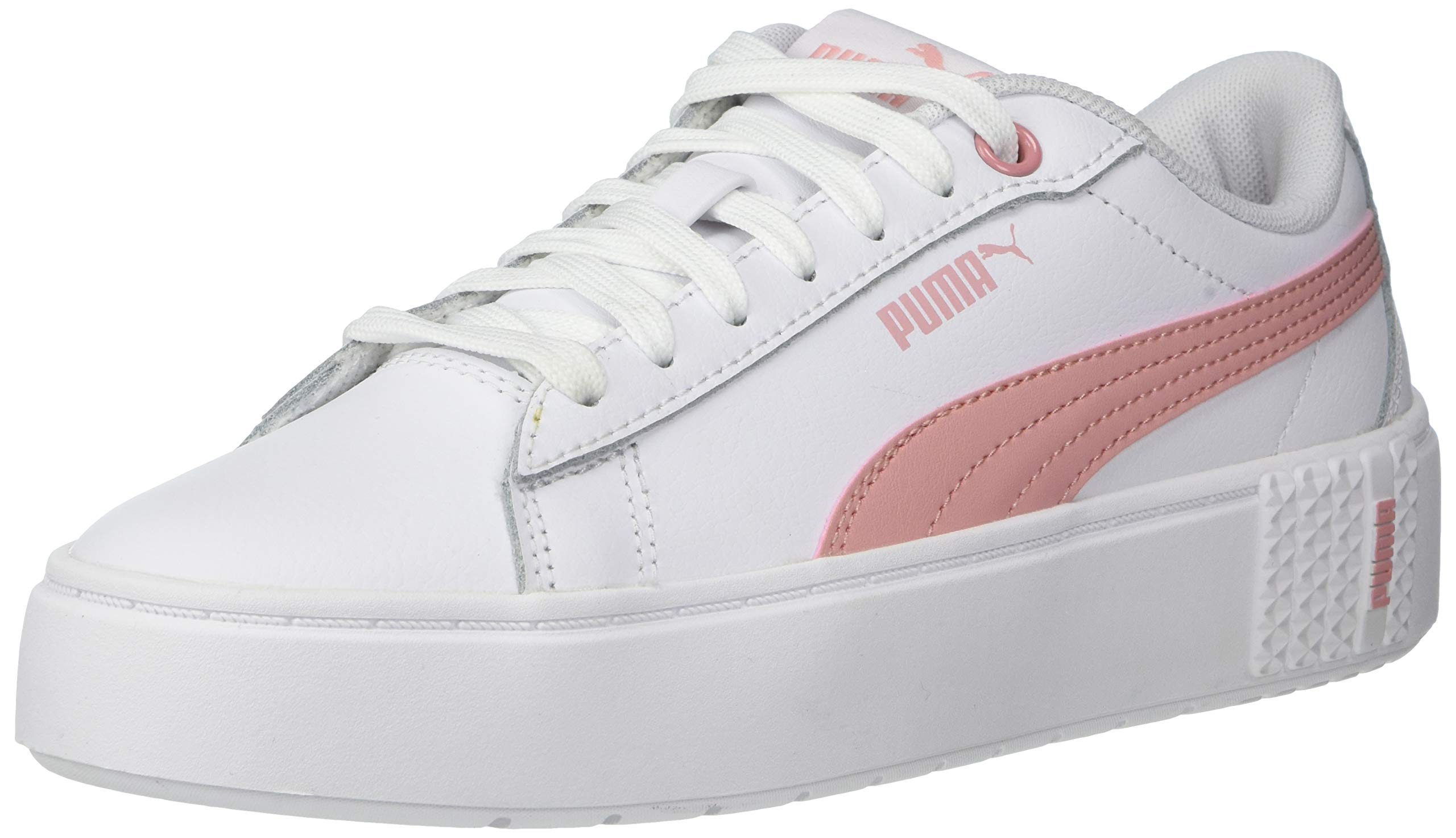 PUMA Women's Smash Sneaker, White-Bridal Rose, 7