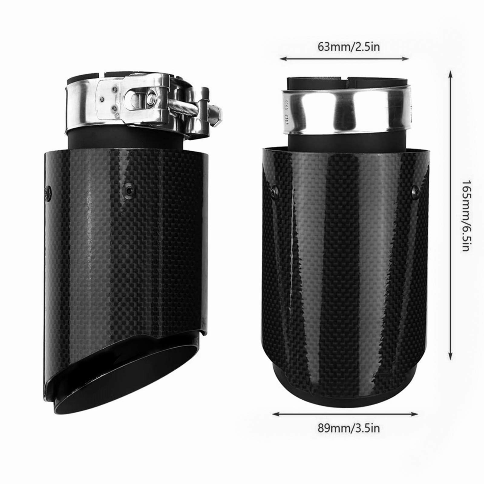 Tubo de Silenciador de Escape de Fibra de Carbono para Coche Puntas de Escape Universales de 63 mm Garganta de Cola Salida del Tubo de Escape Trasero
