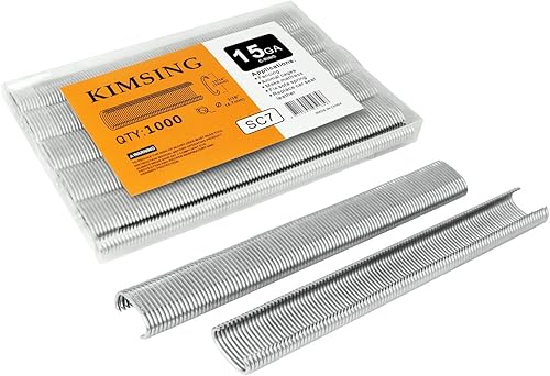 KIMSING SC7 - Grapas de anillo C galvanizado de calibre 15 de 34 pulgadas, anillos en C, grapas de cerdo de alambre, sujetadores para herramienta de