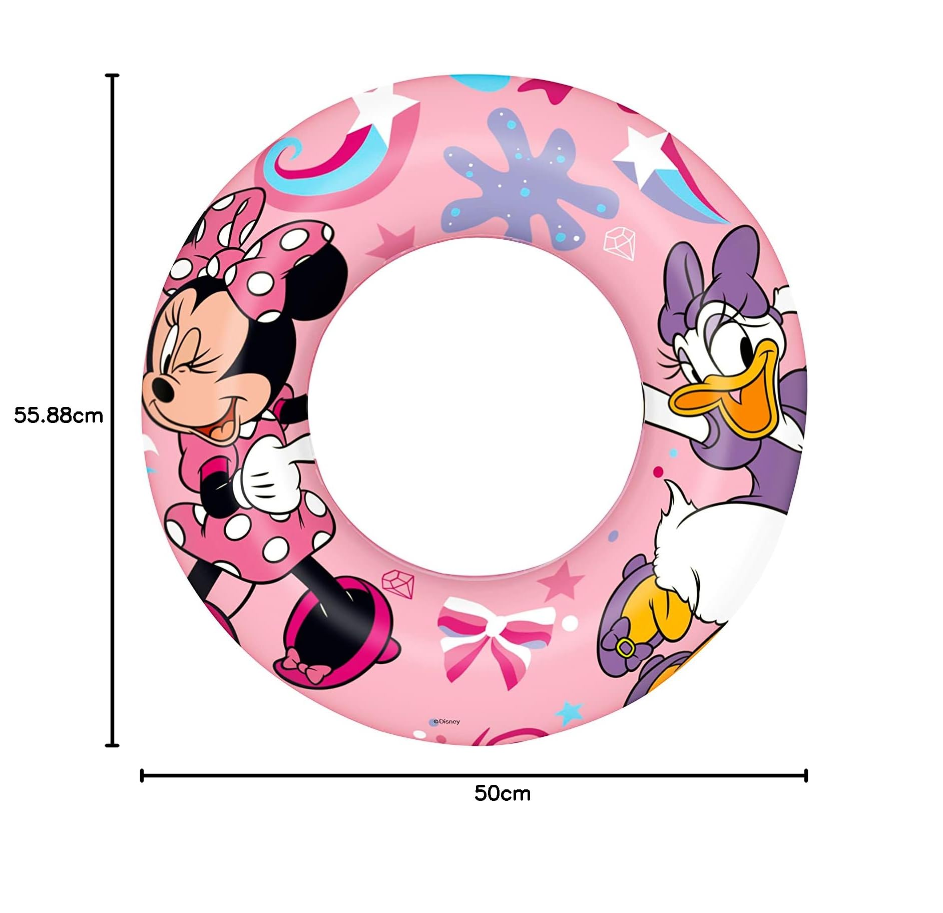 BESTWAY - Koło ratunkowe Minnie - Nadmuchiwane - 91040 - Różowe - Plastikowe - Średnica 11 cm - Zabawka dla dzieci i dorosłych - Gra na świeżym powietrzu - Basen - Dla dzieci od 3 lat