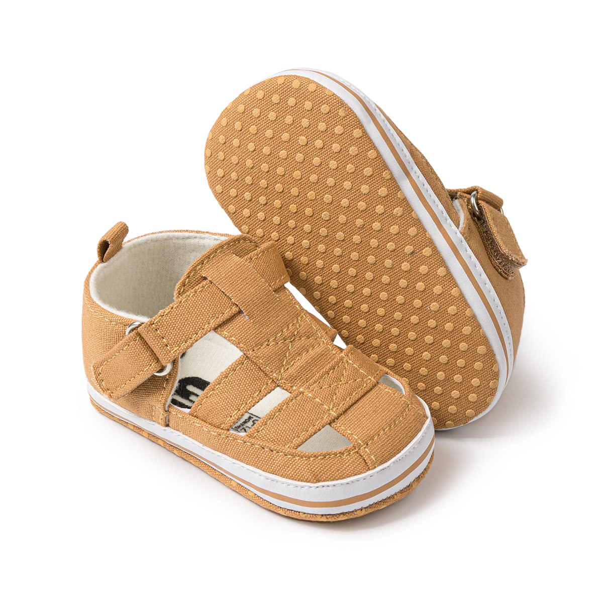 Meckior Summer Baby Infant Boys Beach Sandals Canvas Toddler Soft Sole Non-Slip Closed Toe First Walkers Shoes