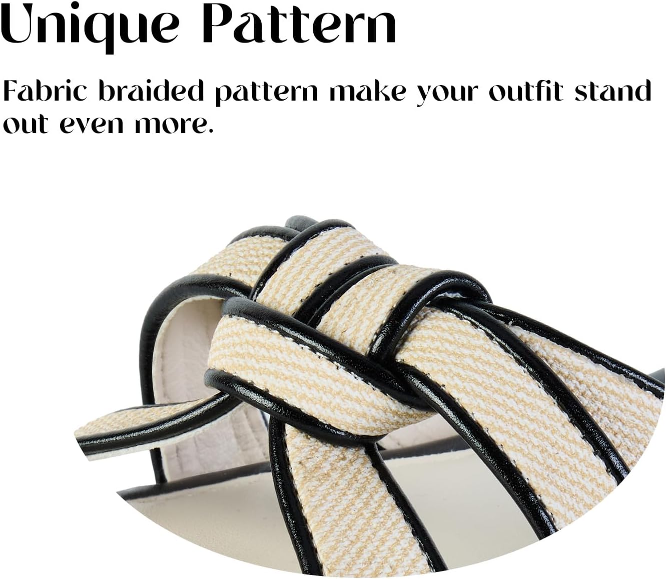 Putu Women's Flat Sandals Square Toe Slide Sandals Braided Sandals for Vacation - Image 2