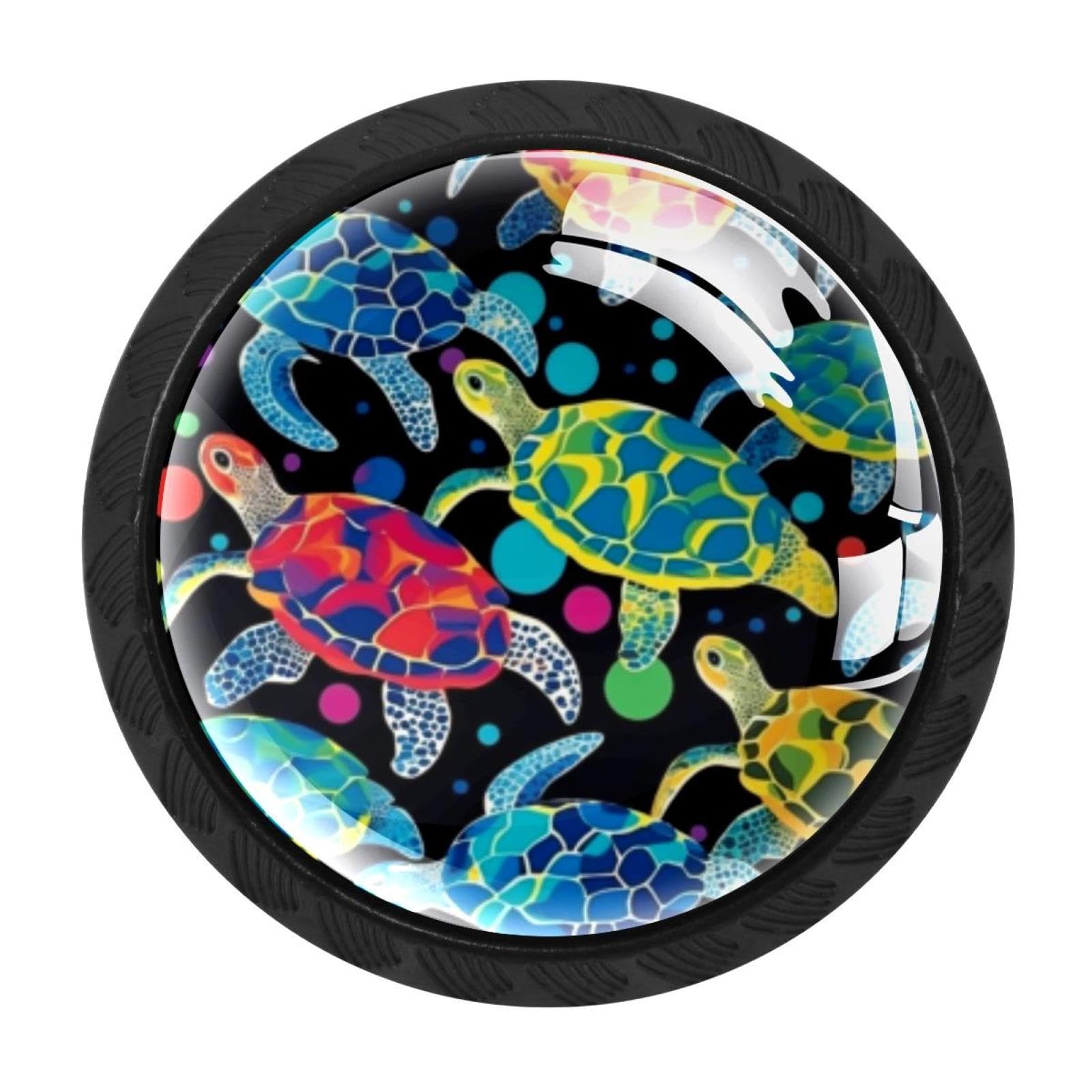 Chenzzzz Multicolored 04 4 Pcs Sea Turtle Crystal Glass Cabinet Knob Drawer Pull Handle For Kitchen Cupboard Dresser Wardrobe Etc