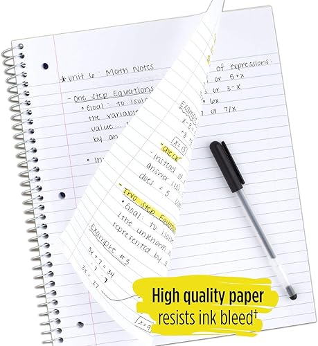 Miniatura 2 de Five Star Cuadernos en espiral, paquete de 3, 3 materias, papel a rayas anchas, 150 hojas, 10-12 x 8 pulgadas, verde, morado, azul (38402)