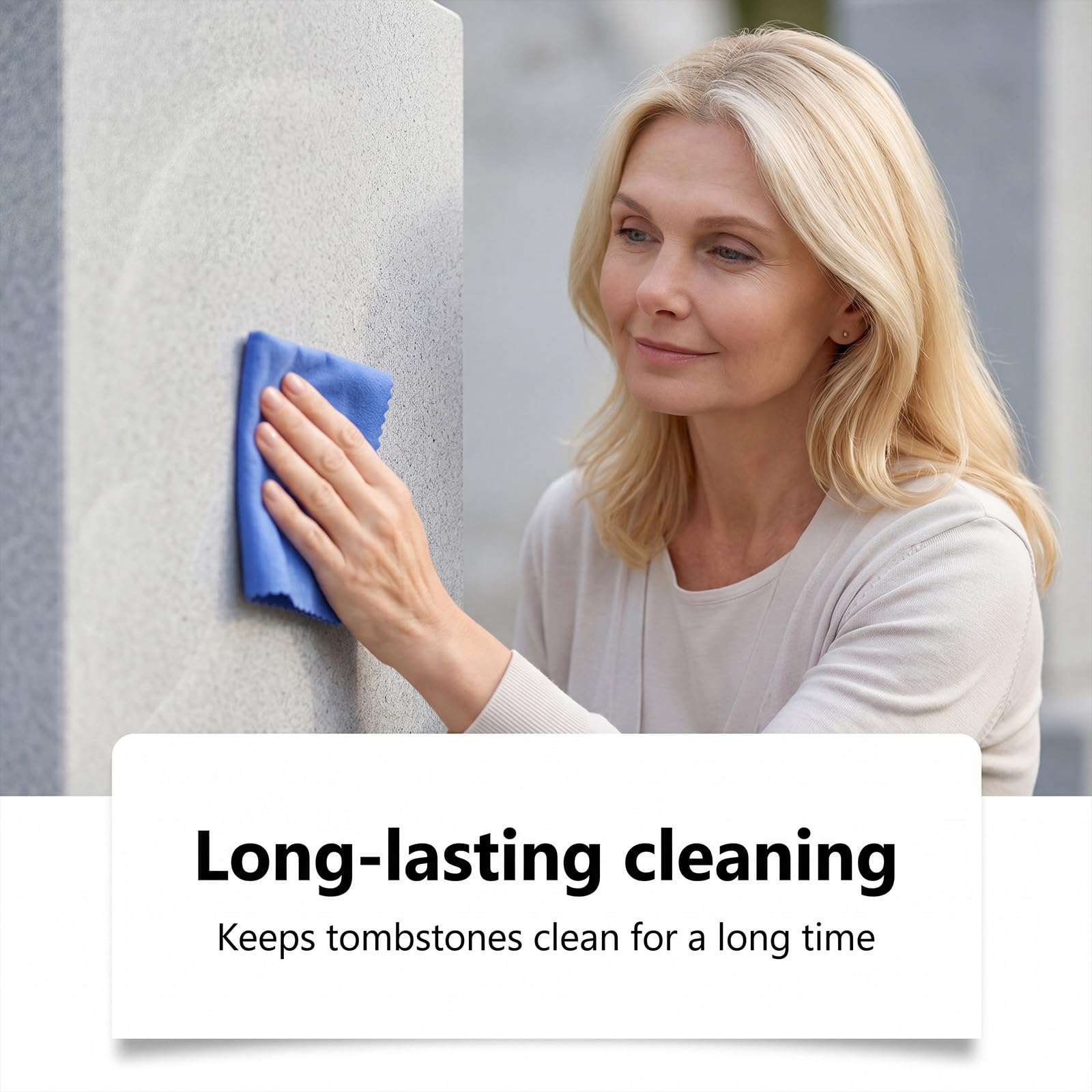 Spray limpiador de lápidas y tumbas para granito y mármol cementerio, juego de limpieza de lápidas y monumentos con paño y esponja, spray de limpieza y pulido para el cuidado (3 unidades)