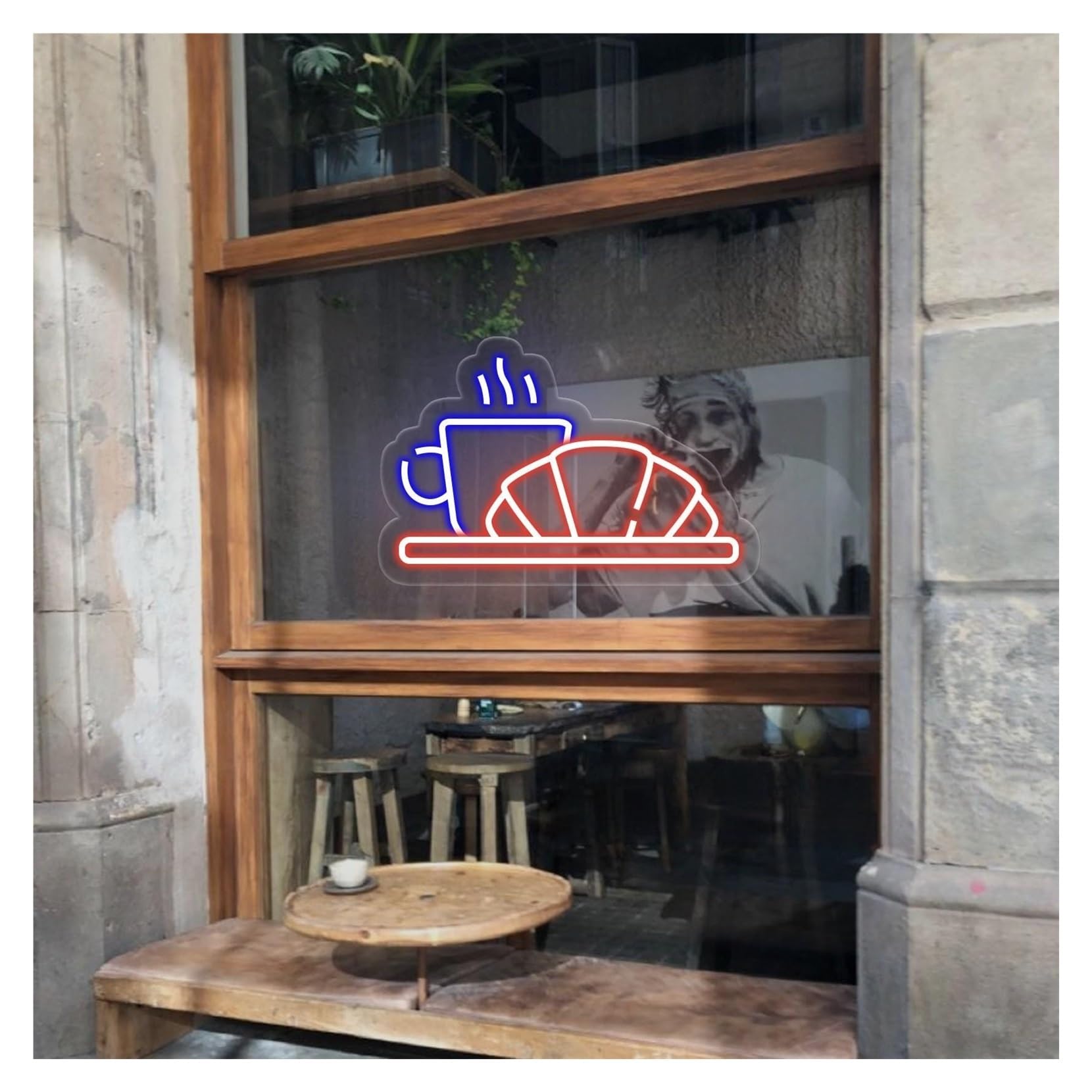 Rongch E Hanging Art Signs Coffe & Croissant Neon Sign,Suitabl For Bakery Stor Decor With Dimmabl 26Cmx40cm(E)