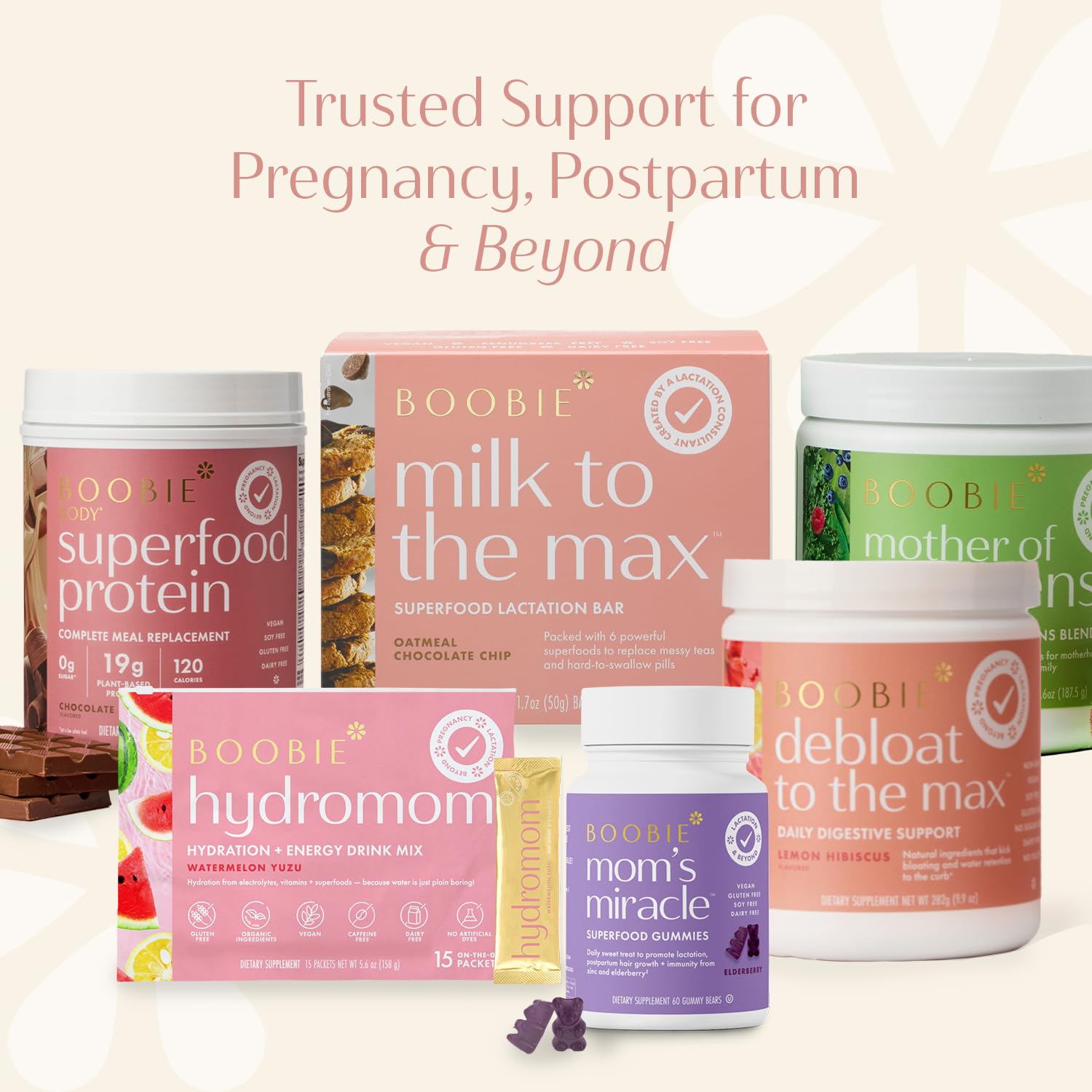 Boobie Lactation Cookies, Chocolate Peanut Cone | Vegan, Gluten-Free, Dairy-Free, Soy-Free Plant-Based Protein + Prebiotics | 5g Sugar, Non-GMO, Kosher - 7 servings x 3 packs