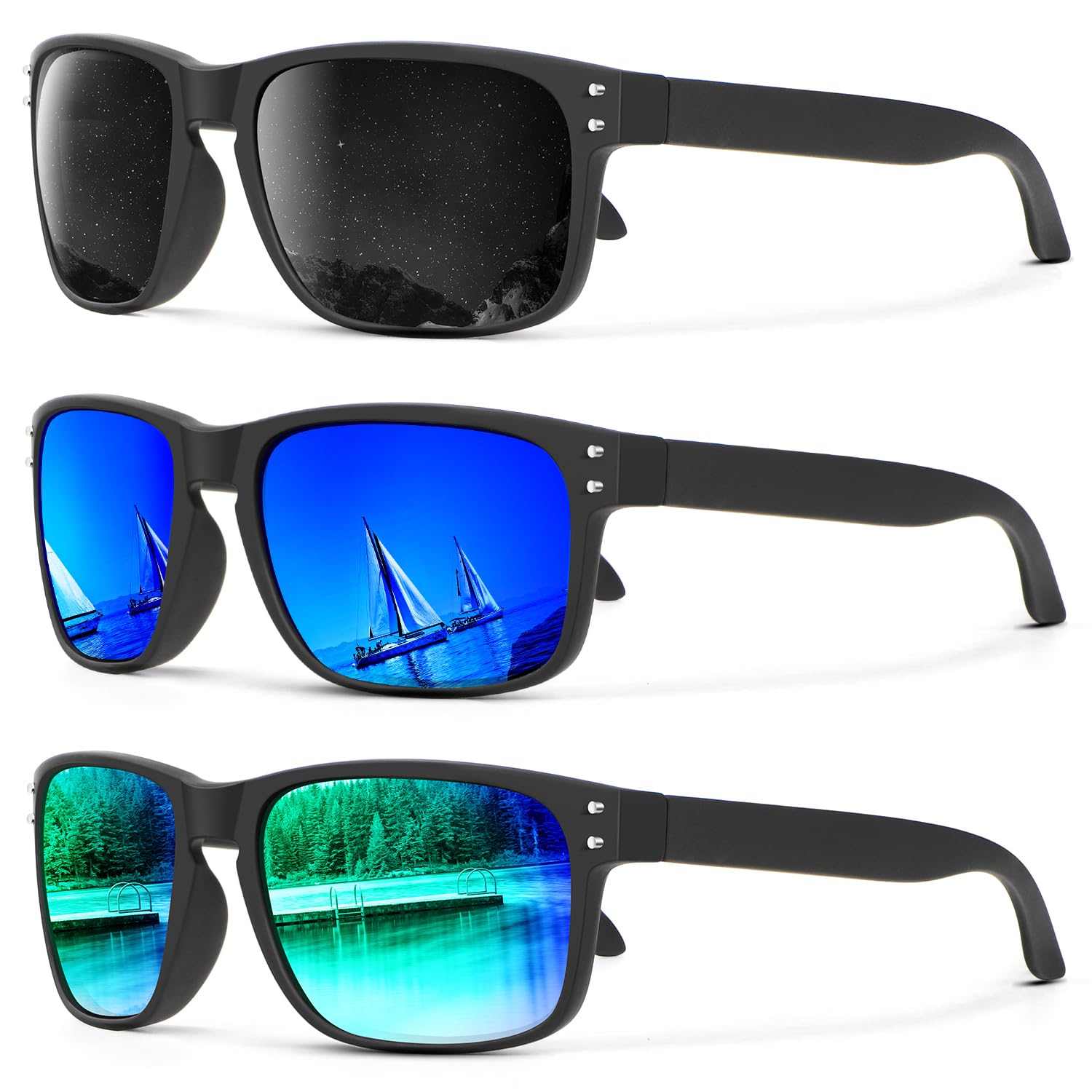 KALIYADI Polarized Sunglasses for Men and Women Vintage Style Sun Glasses for Fishing Running Driving with UV Protection