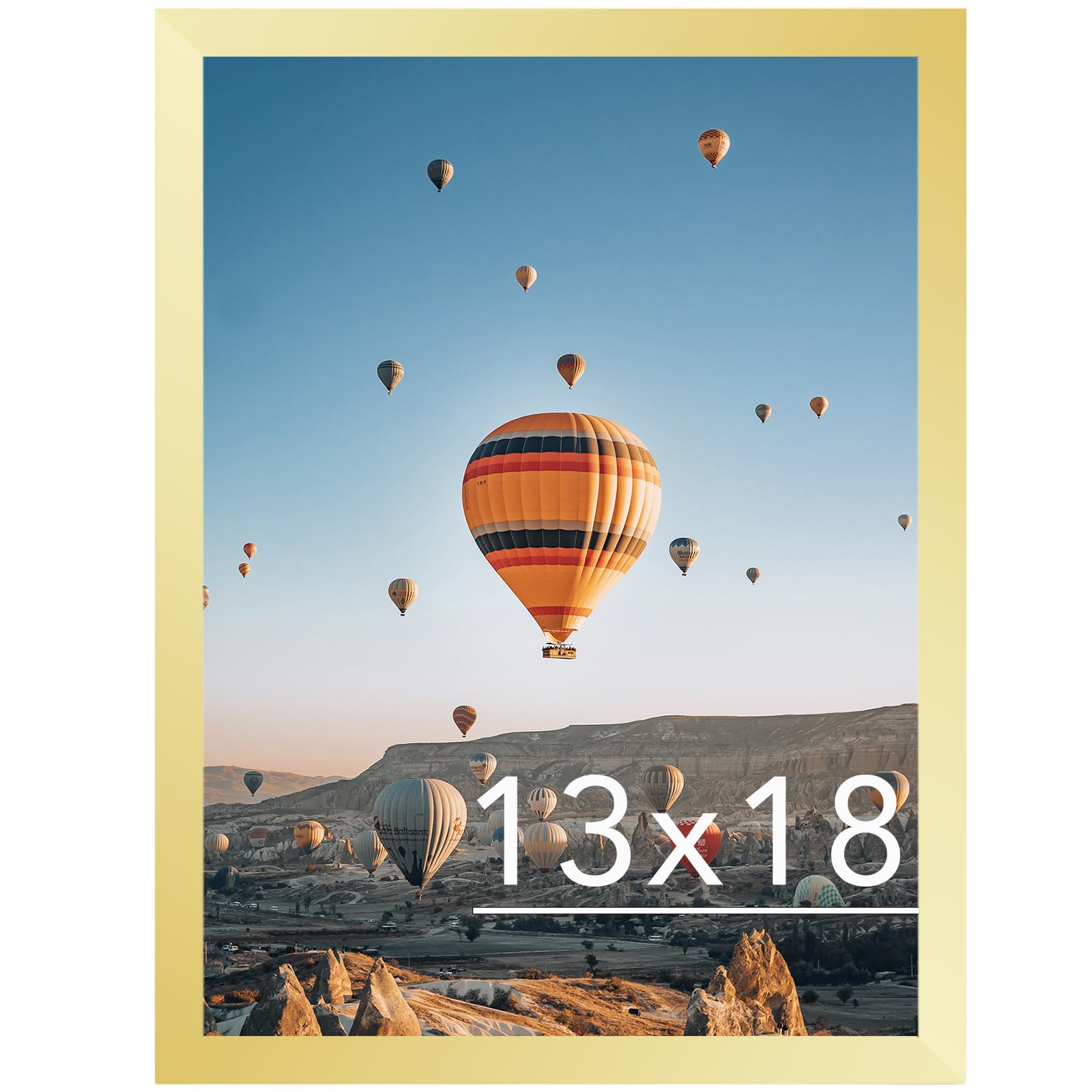 JCJMY 13x18 Picture Frame Gold for Poster Photo Picture, Horizontal and Vertical Formats for Wall Hanging, 13 x 18 Wall Gallery Poster Photo Frame for 13 by 18 Photos Posters, Gold