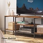 HOOBRO TV Stand avec les sorties de puissance à 75 Des pouces, TV Console Table avec étagères de rangement ouvertes, Centre de divertissement multimédia industriel pour chambre à coucher, Rustic Brown et noir BF80DS01