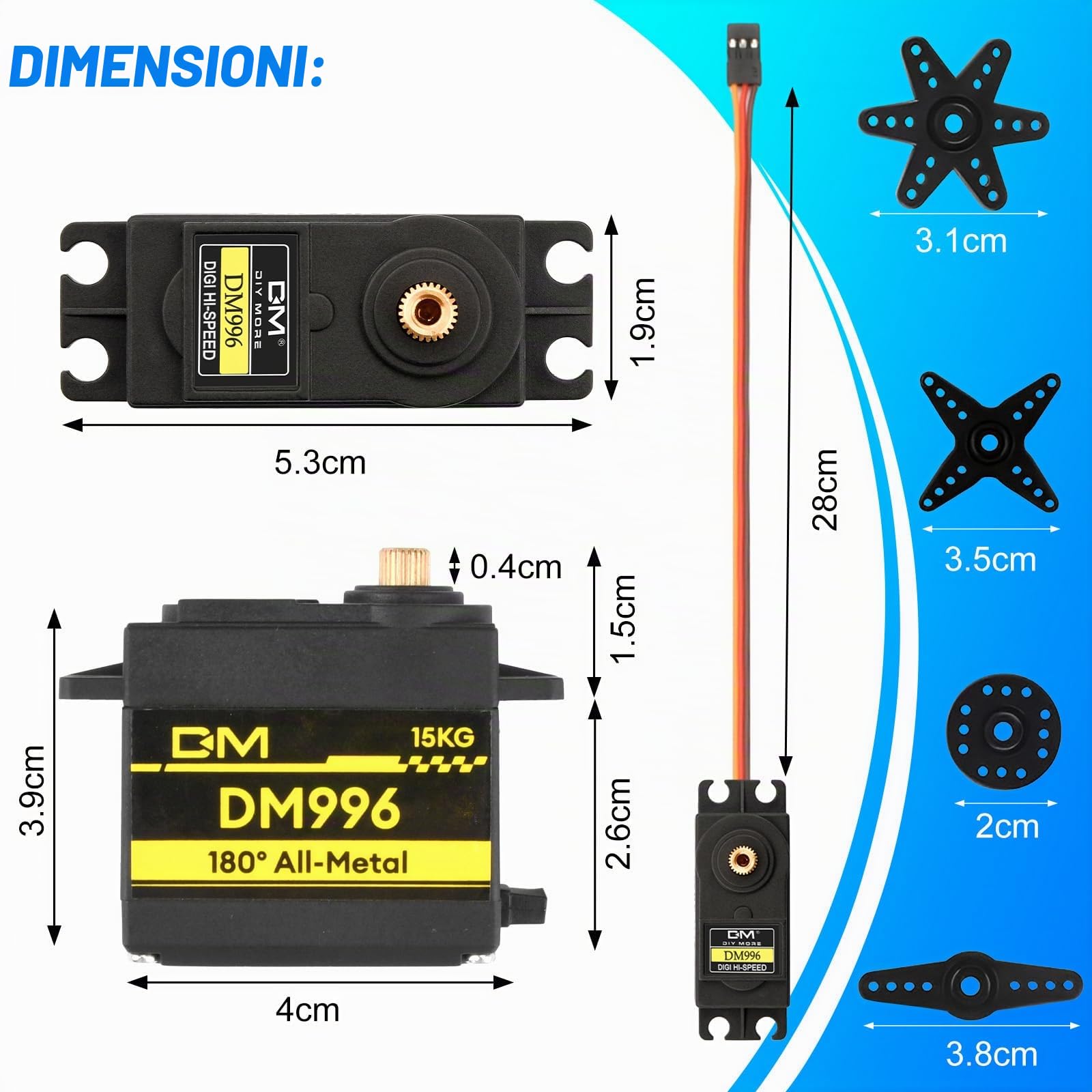 diymore 6PCS Metal Gear High Speed Torque servo Motore Digitale servo per RC Elicottero Aereo Auto Barca Robot Controlli