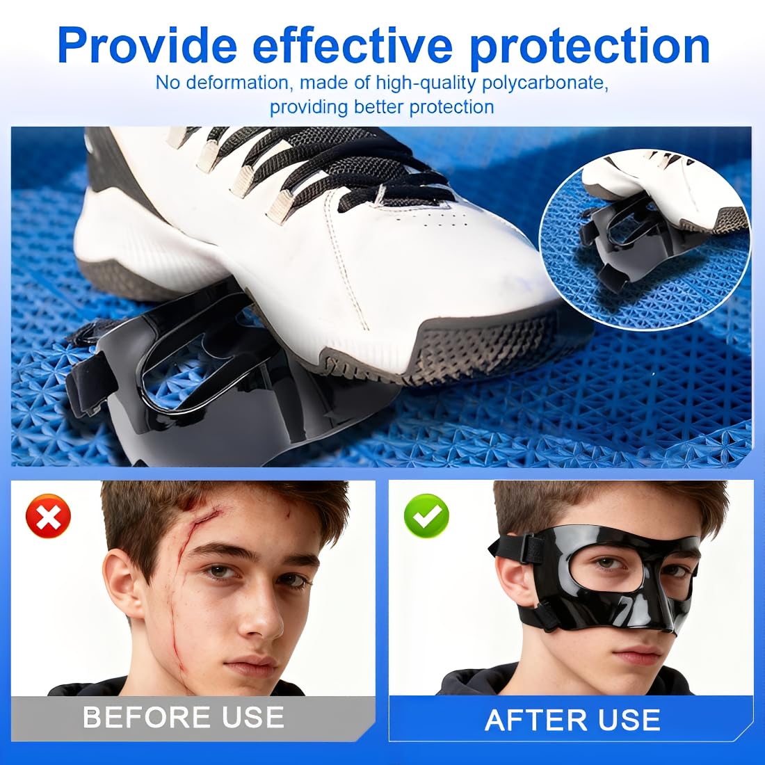 Protección para nariz rota, máscara protectora para nariz, visera ajustable, protección facial, máscara para entrenamiento deportivo, protección para nariz para adultos y adolescentes