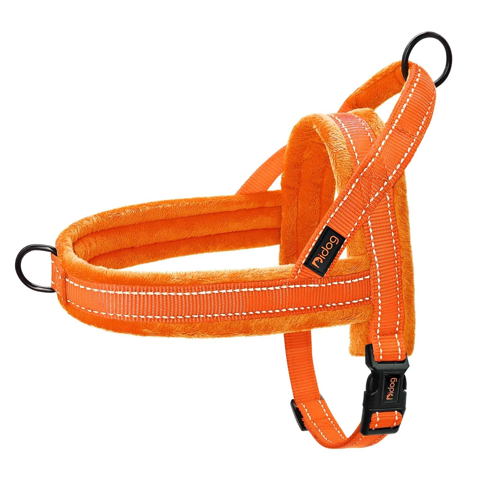 Didog Soft Flannel Padded Dog Vest Harness,Escape Proof/Quick Fit Reflective Dog Strap Harness, Easy for Training Walking(L:Chest 26-31", Orange)