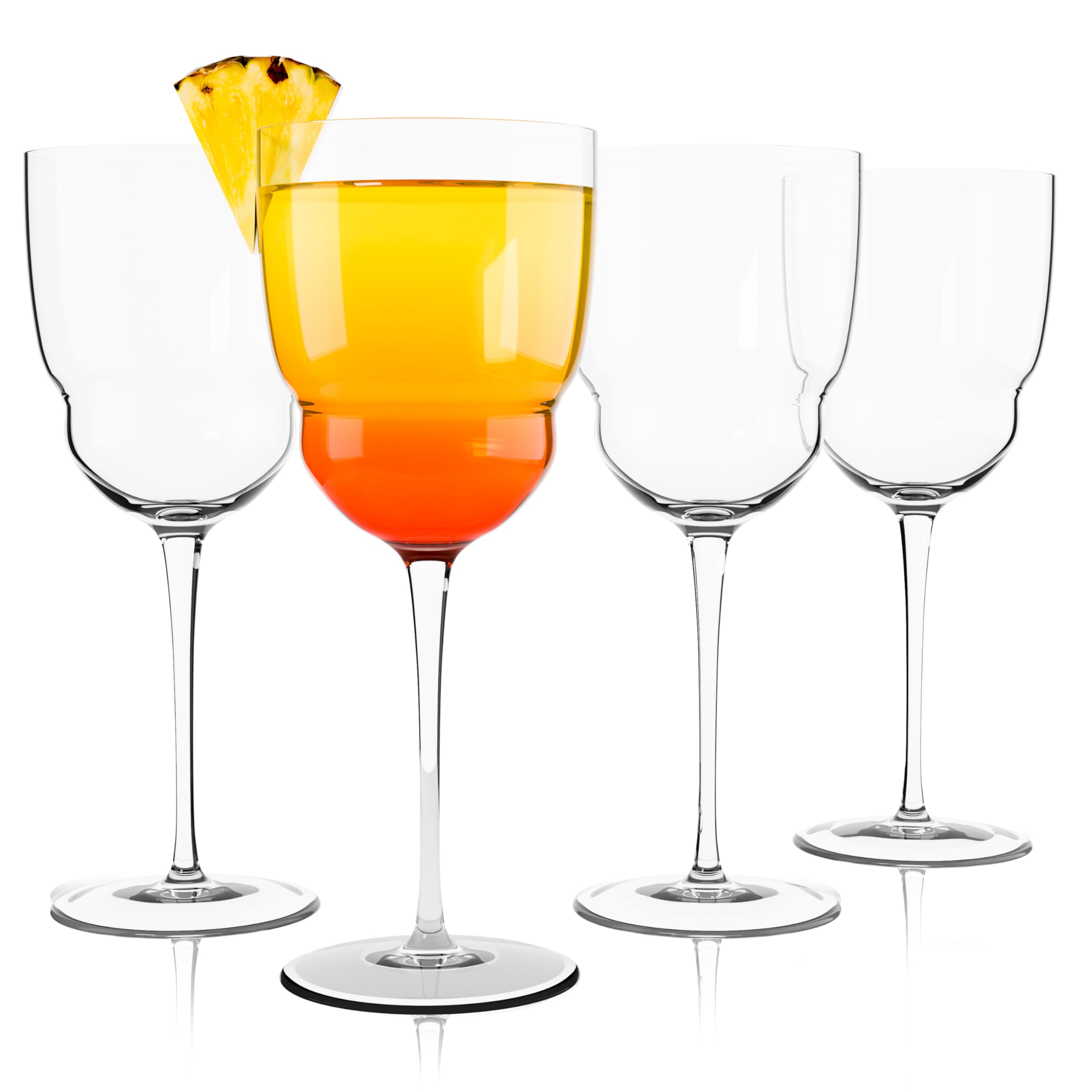Luigi Bormioli Transparent Margarita Cocktail Glasses Set Of 4 X 320Ml - Crystal Cocktail Glasses, Super Light Titanium Reinforced Backdoor'20s Vintage Style Glassware