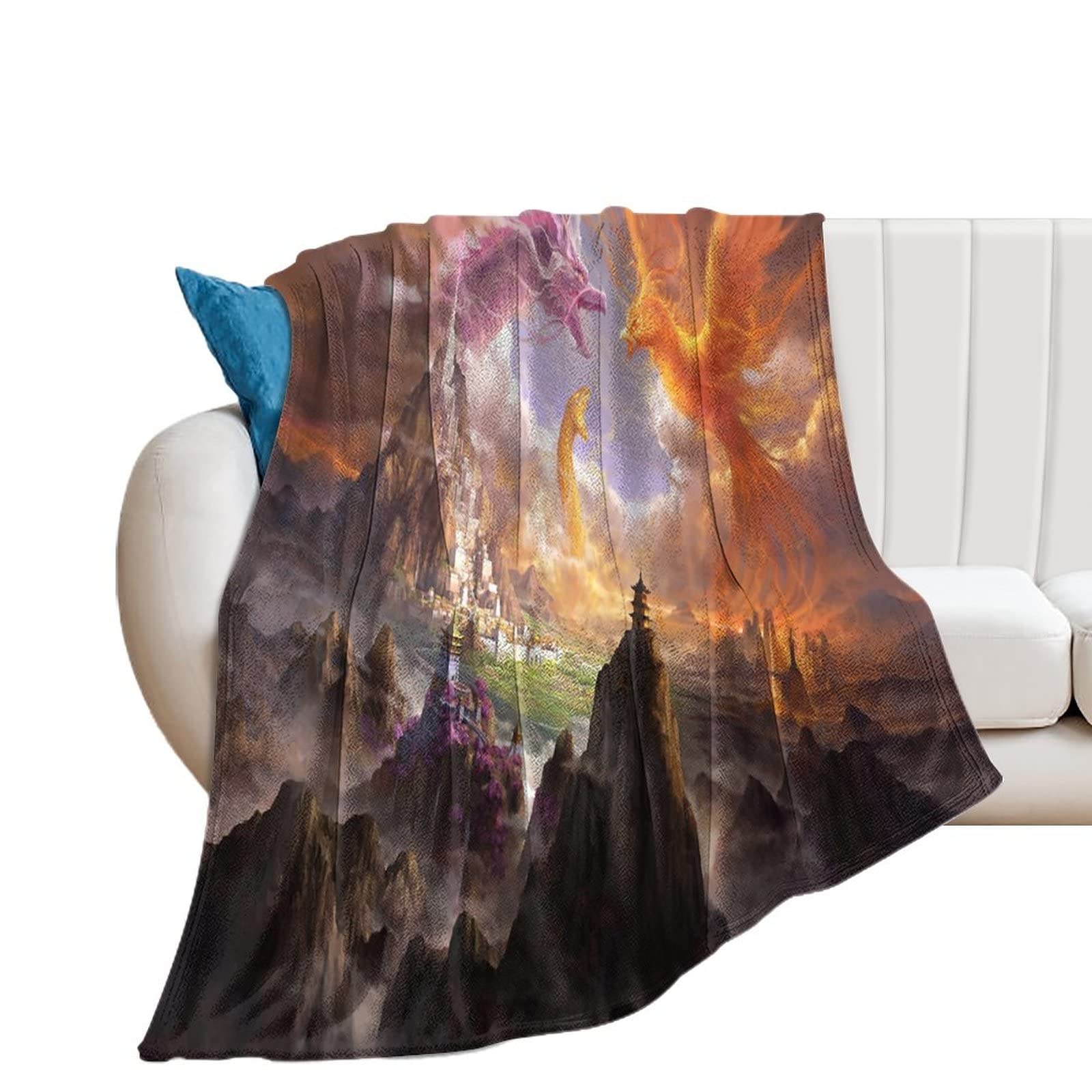 Couverture en polaire imprimée dragon abstrait art de légende - Plaid lit doux 130x150cm