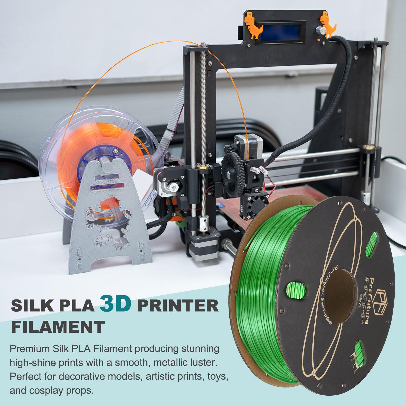 QUARKZMAN Filamento PLA Seta 1.75mm 1KG/2.2LB Alta Lucentezza Filamento per Stampante 3D, Resistenza Migliorata, Precisione Dimensionale 0.02mm per Stampante 3D, Verde.