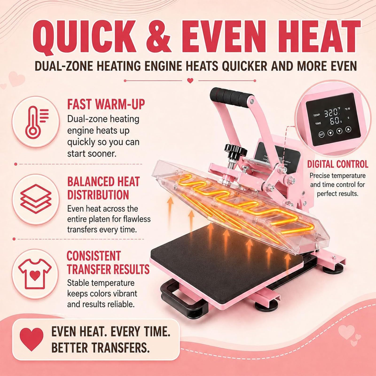 Prensa de Calor 23 * 30 Cm Prensa Textil Prensa de Calor para Camisetas Máquina de Impresión 600 W Multifuncional DIY con Controlador de Tiempo de Temperatura LED Digital 23 * 30cm