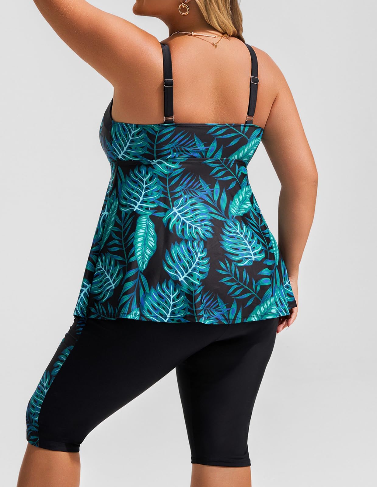 Hanna Nikole Tankini Maillot De Bain Grande Taille pour Femme Tankini Push Up Ensemble 2 Pièces Contrôle du Ventre Taille Haute Maillot De Bain D'Été avec Short De Bain