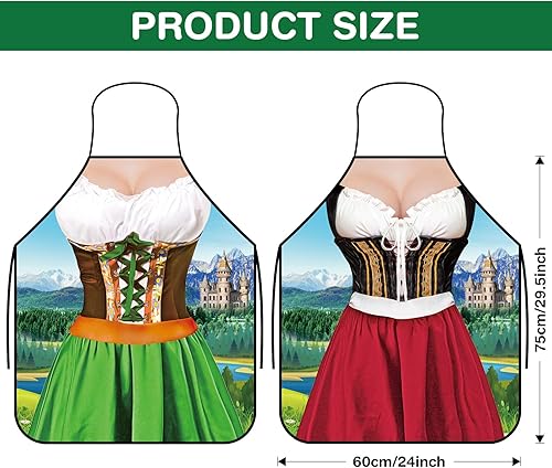 Miniatura 2 de Sintege Paquete de 2 delantales de Oktoberfest delantales alemanes Lederhosen y Dirndl para Oktoberfest Baviera Festival de Cerveza Decoración de