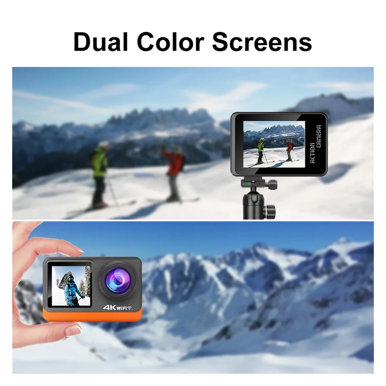 Macchina fotografica di azione 4K Ultra HD Doppio schermo 2.0 WiFi 170D 16MP Subacquea 30M Casco impermeabile Cam Camera sportiva