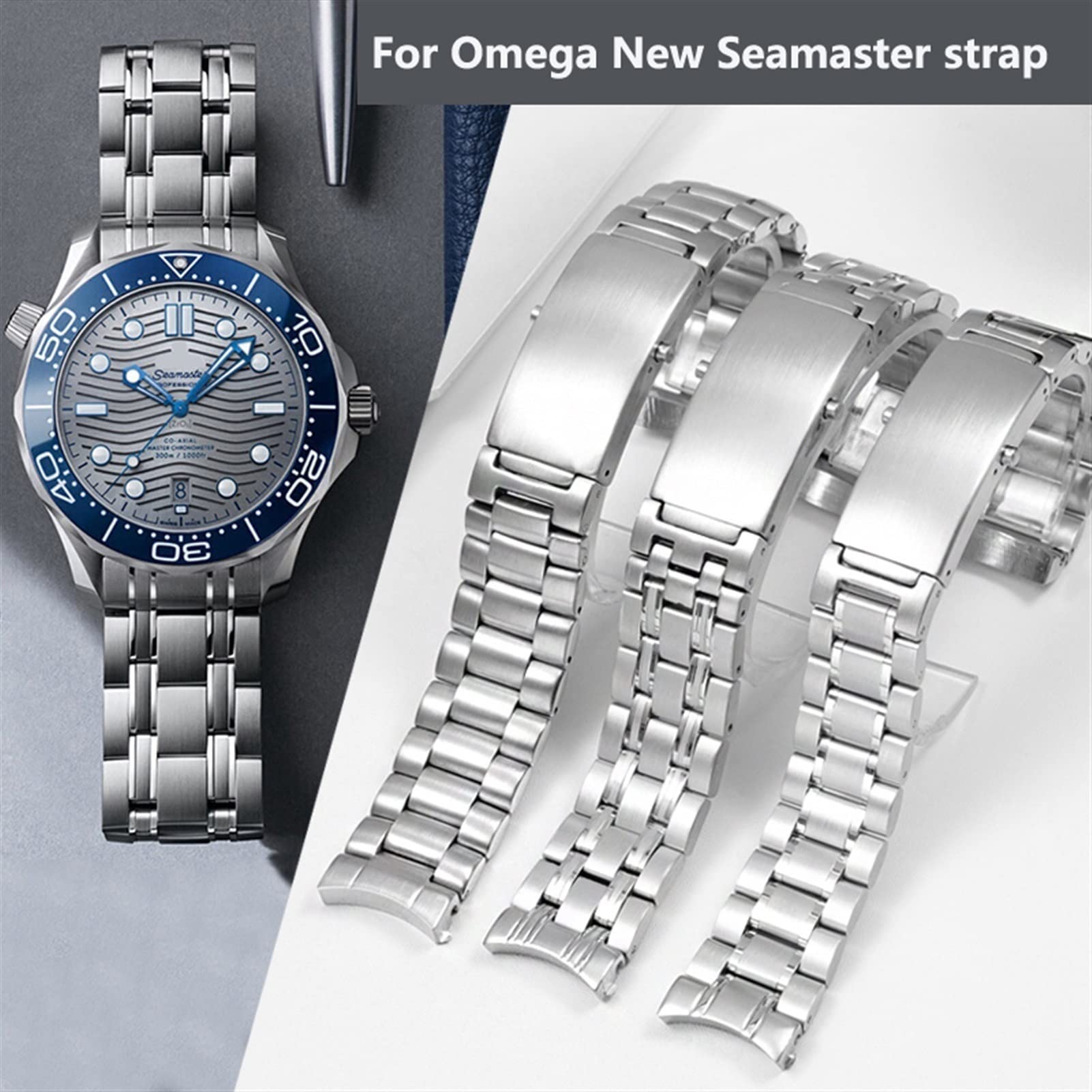 Paski do zegarków ze stali nierdzewnej 316L do zegarka Omega Speedmaster 007 Seamaster 300 AT150 Planet Ocean Speedmaster 18 mm