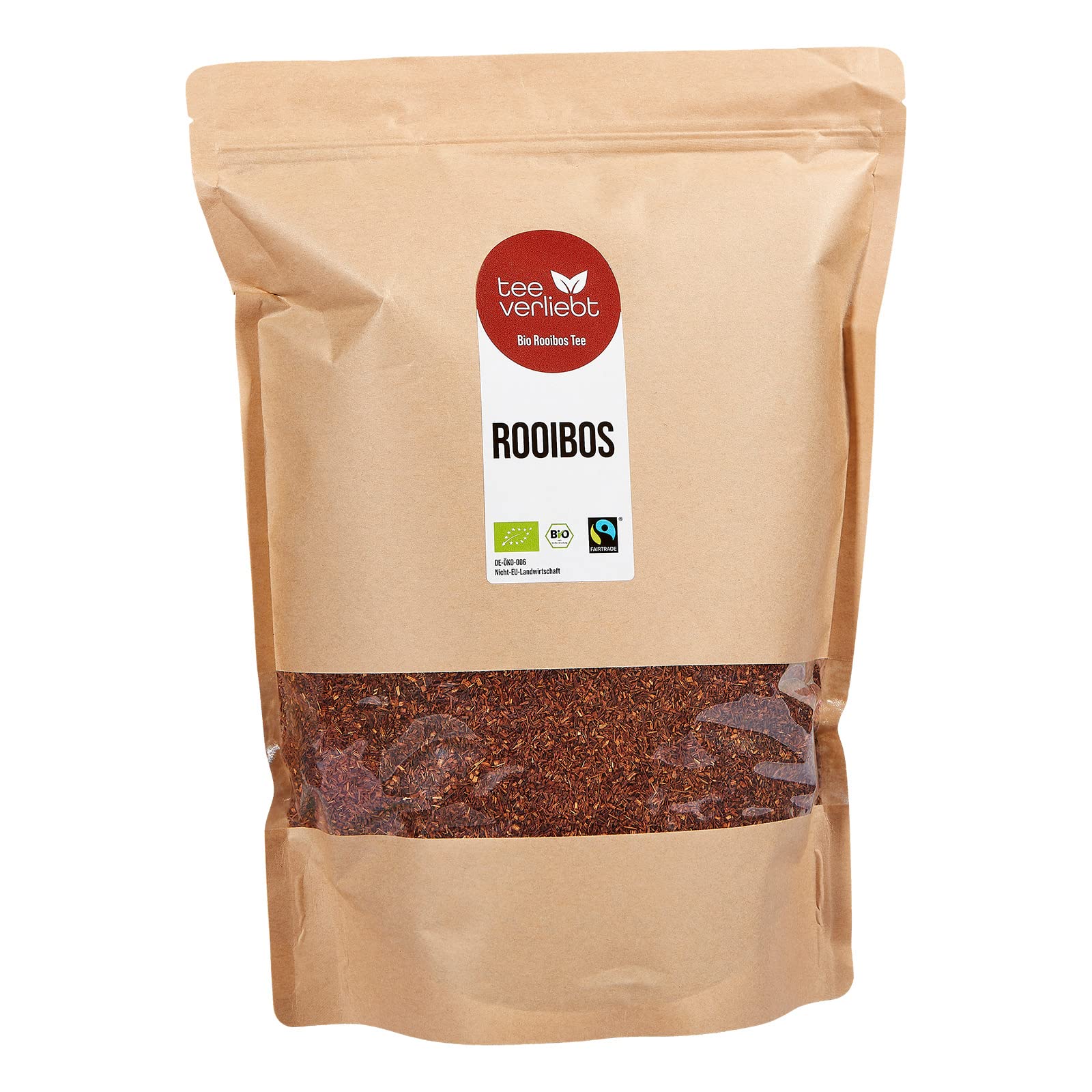 FRUTEG BIO ROOBOOS TÈ 1000 G | Tè per perdente BIO Rotbrush | TEA ROTBRUSH STANDARDO ALLA Standard Fairtrade | Tè di coltivazione organica senza caffeina | Delizioso roiboostee 1 kg