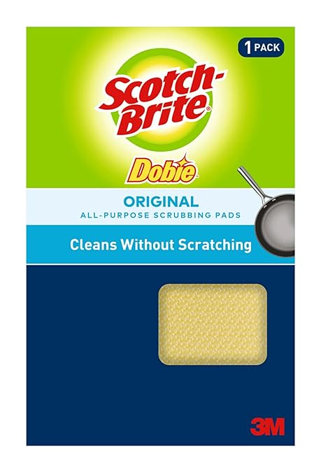 Scotch-Brite Dobie All Purpose Cleaning Pads – Non-Scratch Dish Sponge with Durable Nylon Mesh for Kitchen and Household Cleaning, 4.3" x 2.6" x 0.5", 24-Pack
