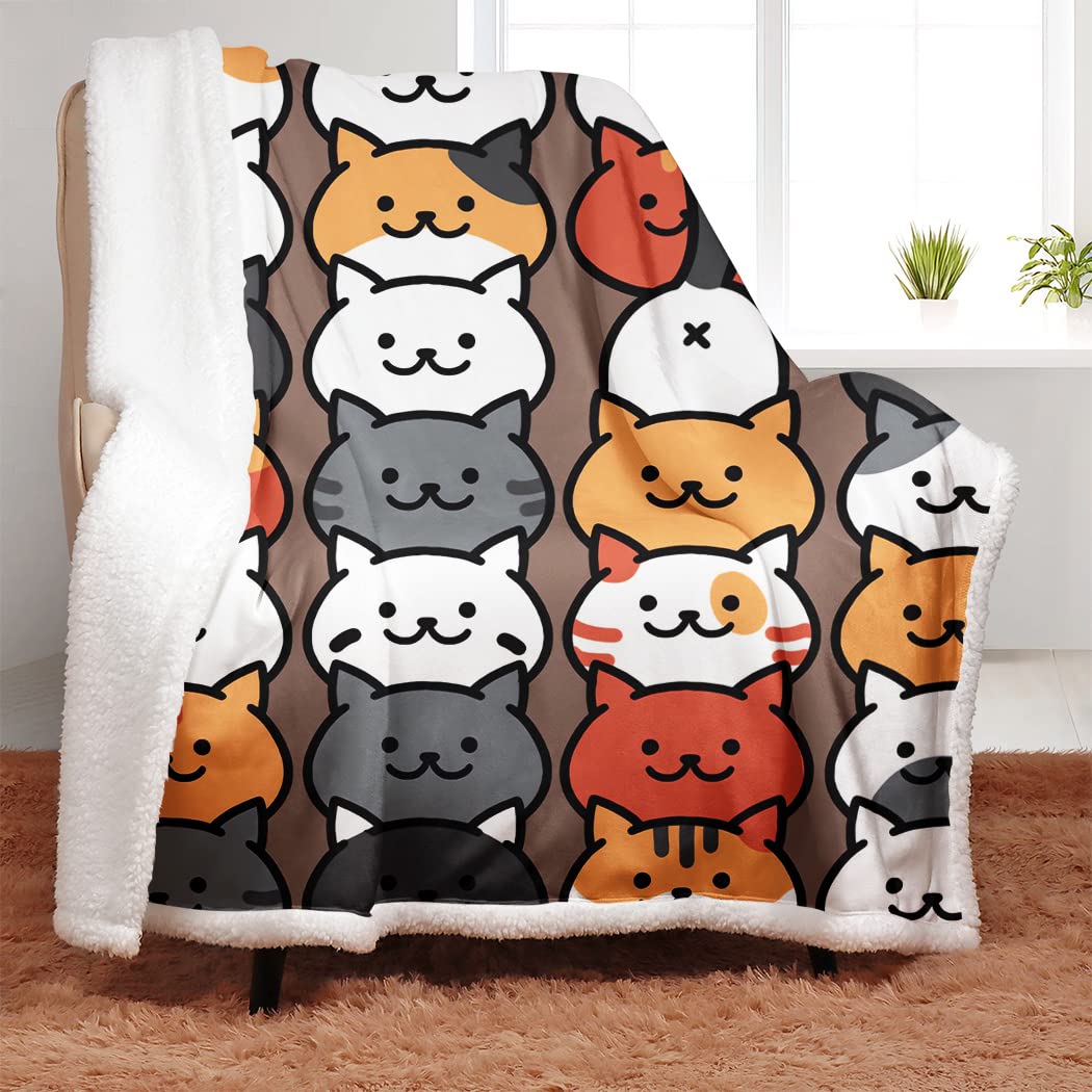 YISUMEI Cartoon-Katzen-Fleecedecke – 152x203 Cm, Weich & Warm, Für Sofa, Bett, Camping, Als Geschenk