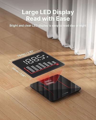 Miniatura 3 de FITINDEX Báscula digital para peso corporal, báscula de pesaje de baño con pantalla LED grande para tendencia de peso de 7 días, máquina precisa de