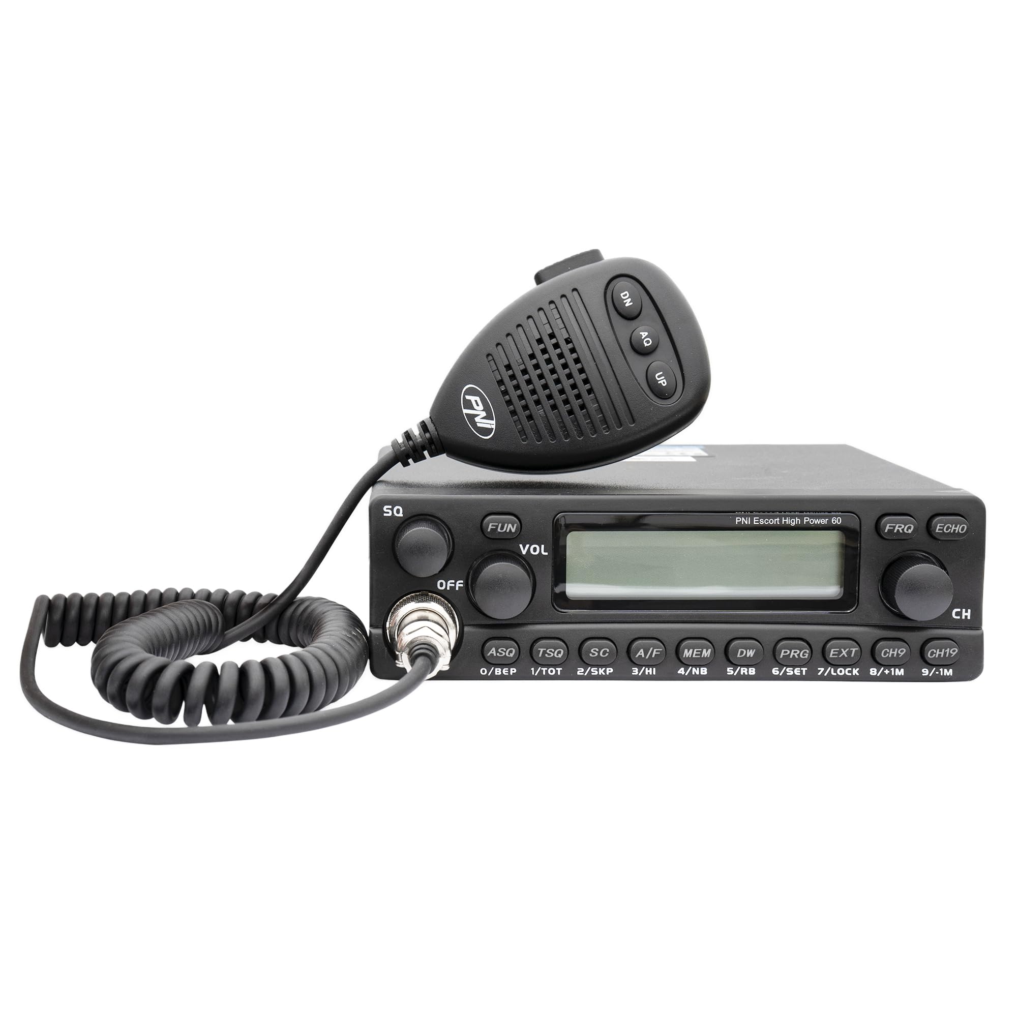 Stazione radio CB PNI Escort ad alta potenza 60 multistandard, 60 W FM/AM, 12 V, ASQ, guadagno RF