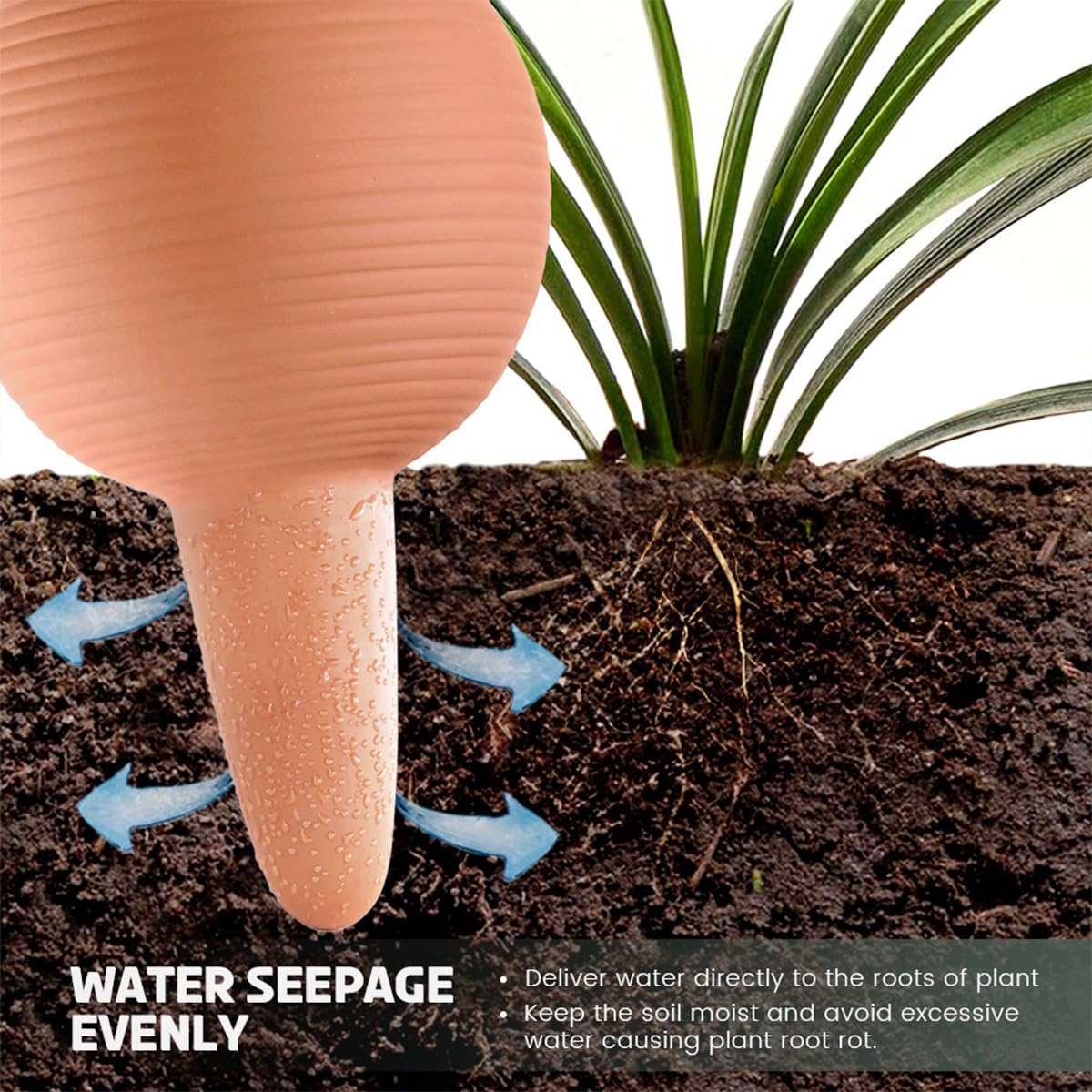 TerraCotta Lot de 4 piquets d'arrosage automatique pour plantes, 400 ml, avec bouchons en liège pour plantes en pot, orange