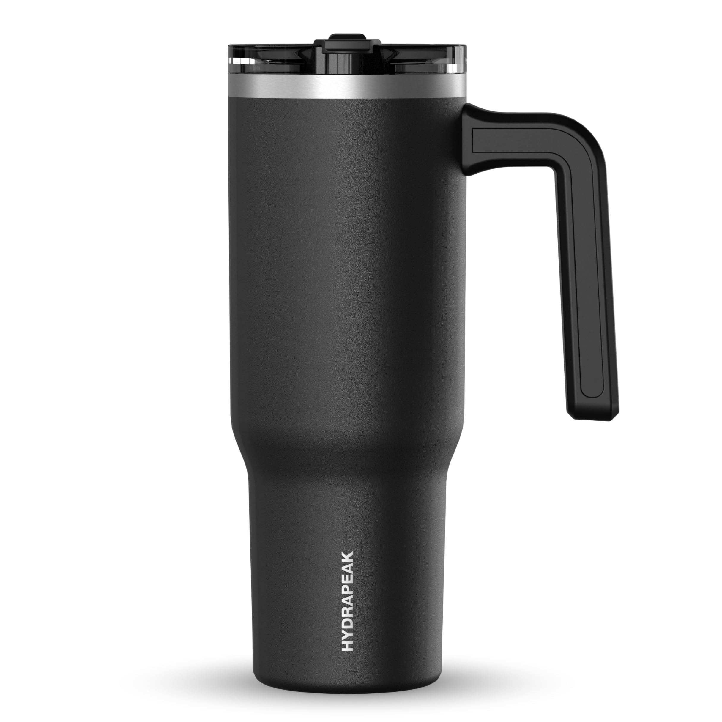 Hydrapeak Voyager 32 oz Tumbler with Handle and Straw Lid | Reusable Stainless Steel Water Bottle Travel Mug Cupholder Friendly | Insulated Cup (Black)