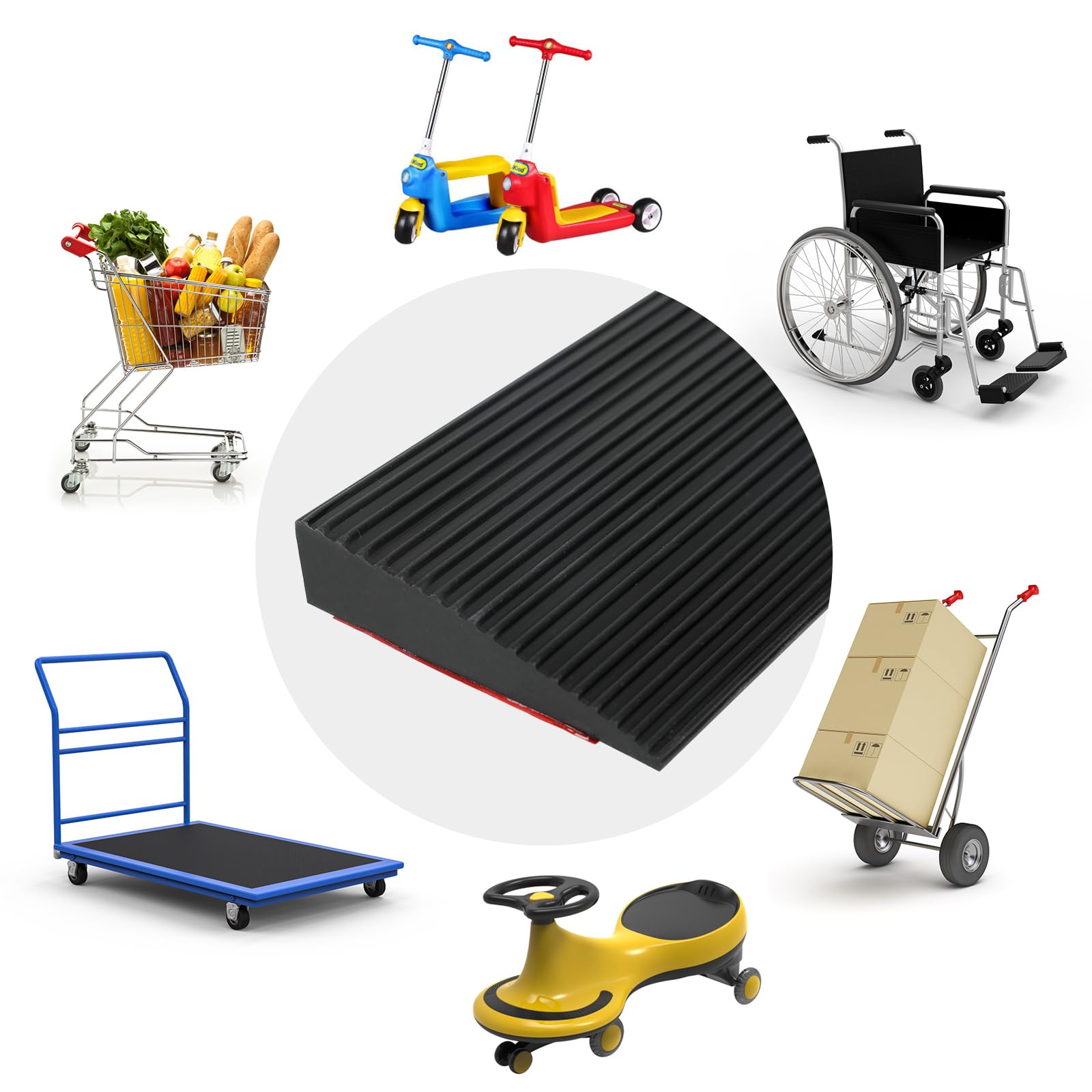 Profilé de transition 90 x 8 cm - Pour seuils de porte - Autocollant - Hauteur : 1 à 3 cm - Pour sols (1, noir, 90 x 8 x 3 cm)
