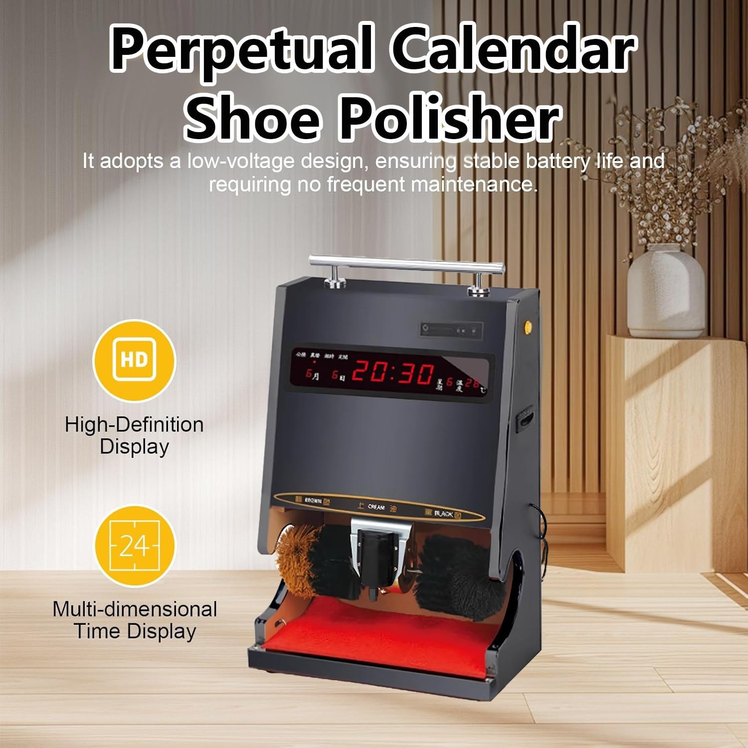 Pulidora automática de zapatos de 100 W, máquina pulidora de inducción eléctrica, limpiador multifuncional de suela de acero inoxidable para el hogar y centros de ventas
