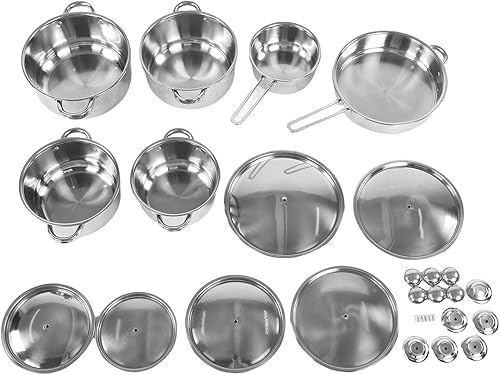 Miniatura 6 de Haofy Juego de utensilios de cocina de acero inoxidable de 6 piezas con sartén de 11.0 in y ollas de 18 a 10.2 in para inducción, gas, estufas