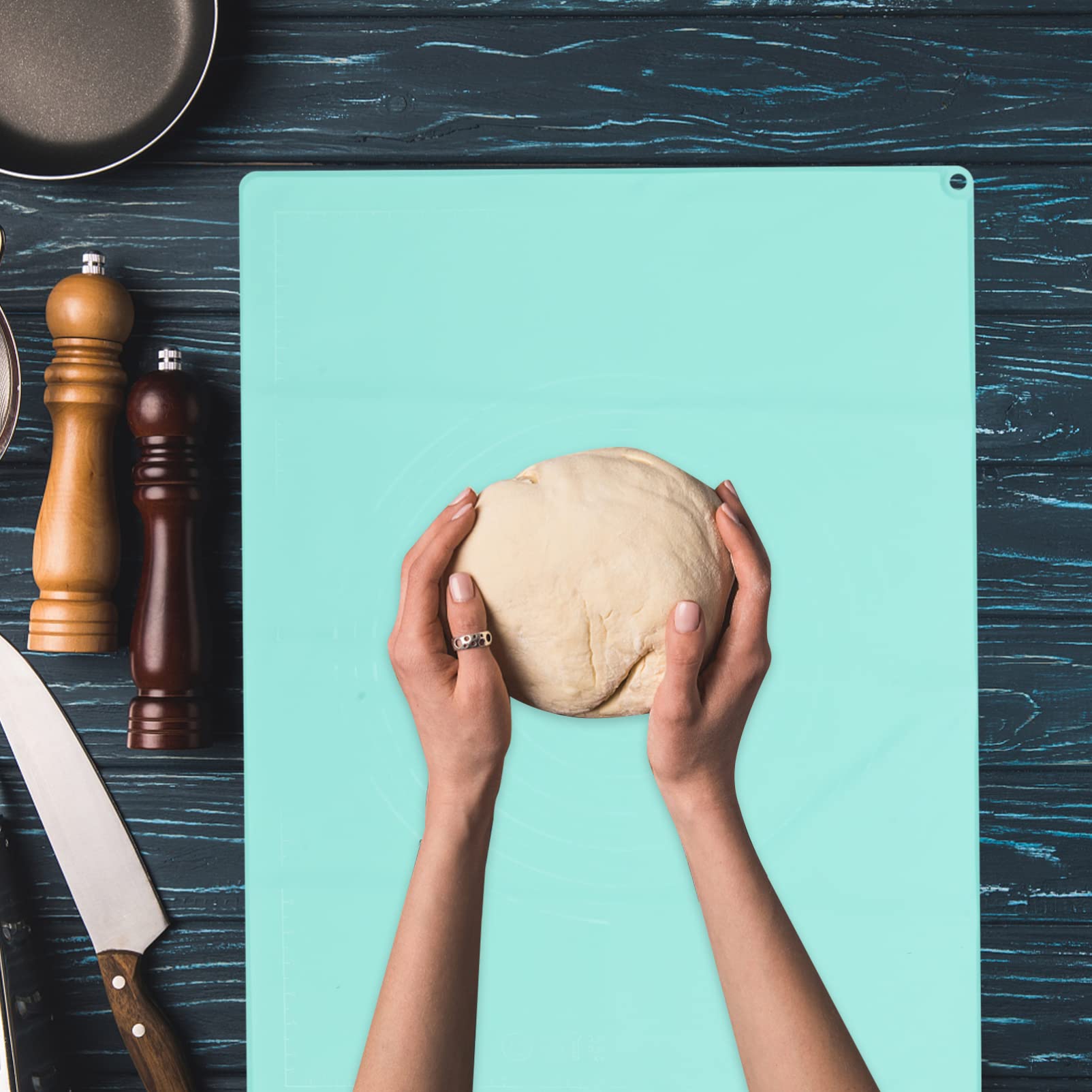 BESTonZON Tappetino in Silicone Per Impasto Da Cucina Scala Per Misurazione Antiscivolo Riutilizzabile Per Impasto Domestico e Pasticceria