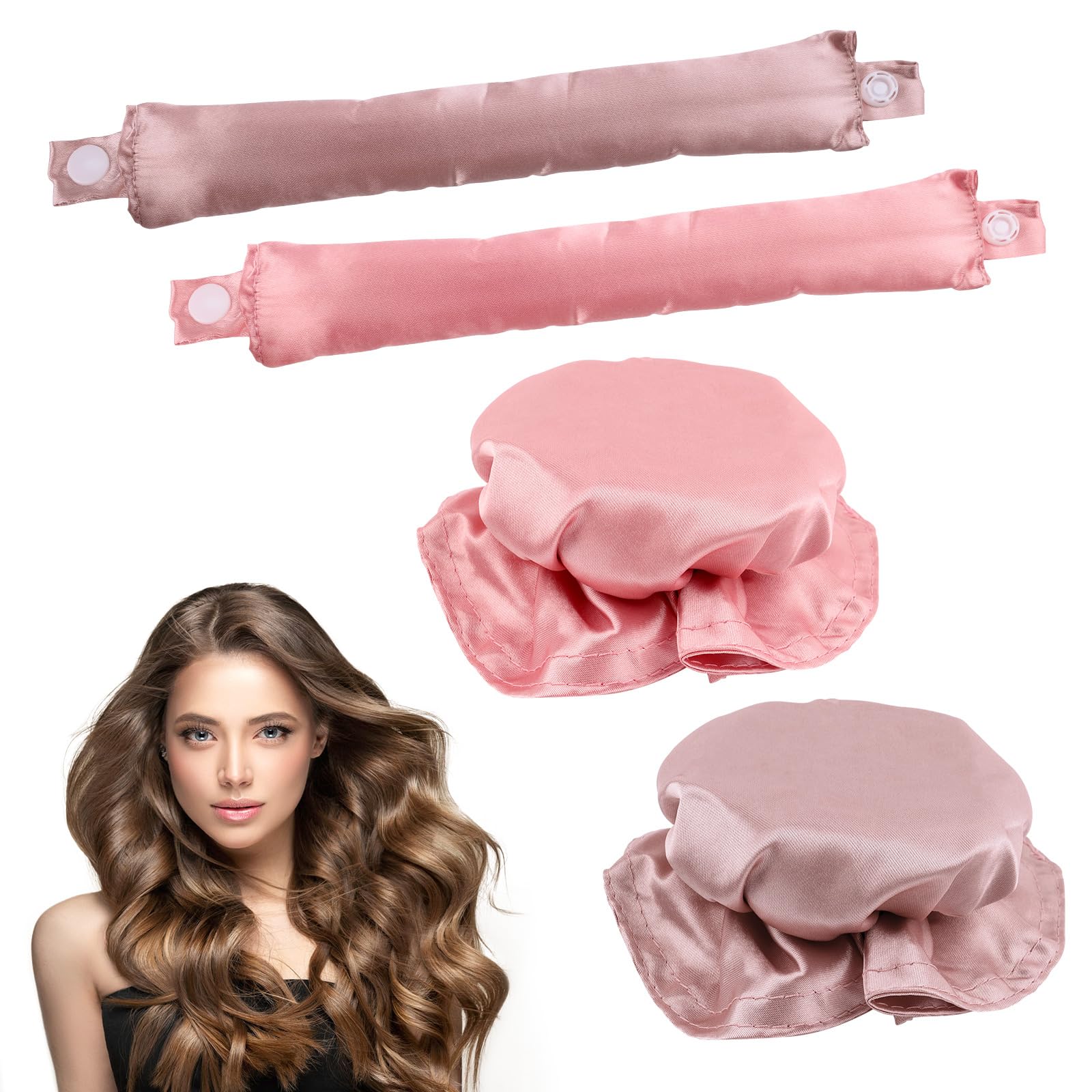 UKOFEW 2 Piezas Rizador Pelo Sin Calor,Rizadores de Ondas Para Dormir,Heatless Hair Curlers para Rizos, Cortos,Lisos