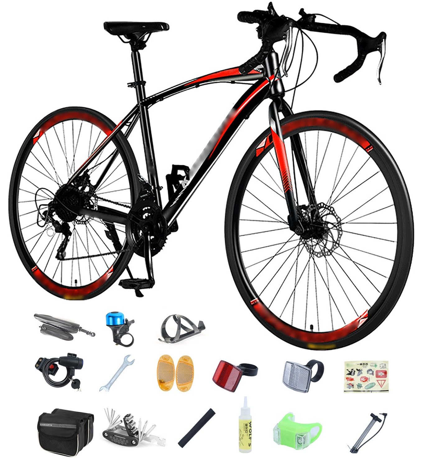 Bici da Corsa 700C Bici da Donna e da Uomo, Telaio in Acciaio al Carbonio, Altezza Regolabile, Bici da Corsa Leggera A