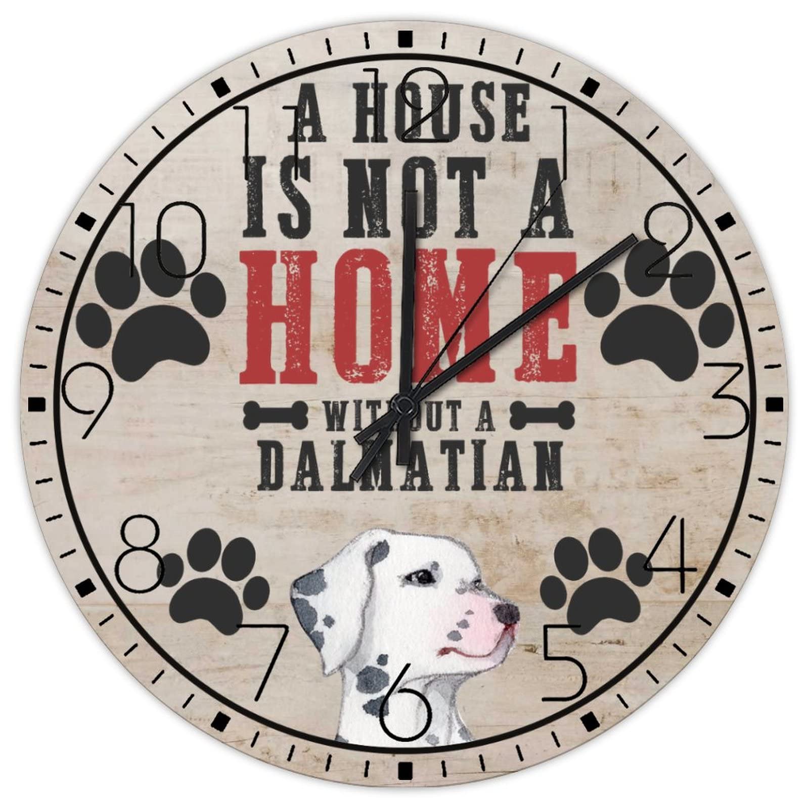 Horloge murale ronde en bois silencieuse 38 cm à piles avec motifs de chien pour décoration
