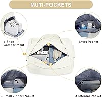 Vista 6 de bolso de lona de gimnasio para mujer, Beige