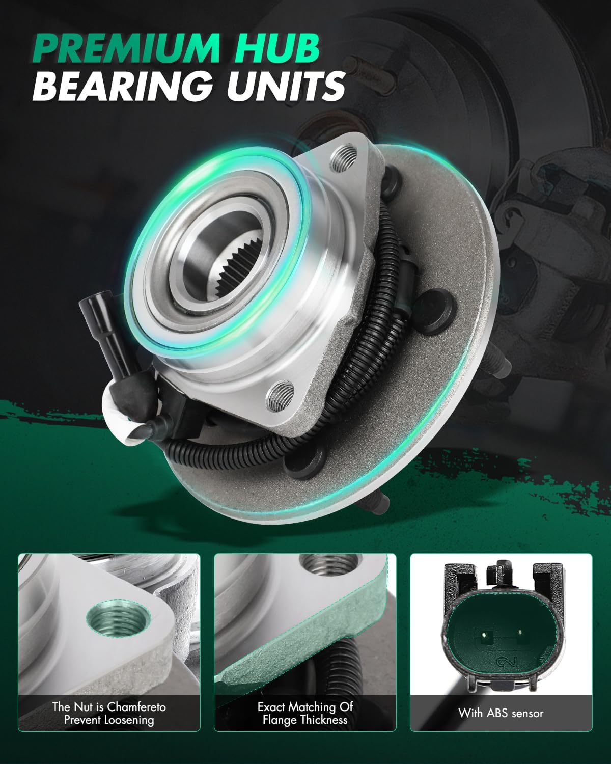 SCITOO Wheel Hub Wheel Bearing Assembly Front 515010 fit for Ford for F-150 1997-2000 5 Lugs Wheel Hub Bearing Assemblies W/ABS 2pcs Wheel Hub Bearings