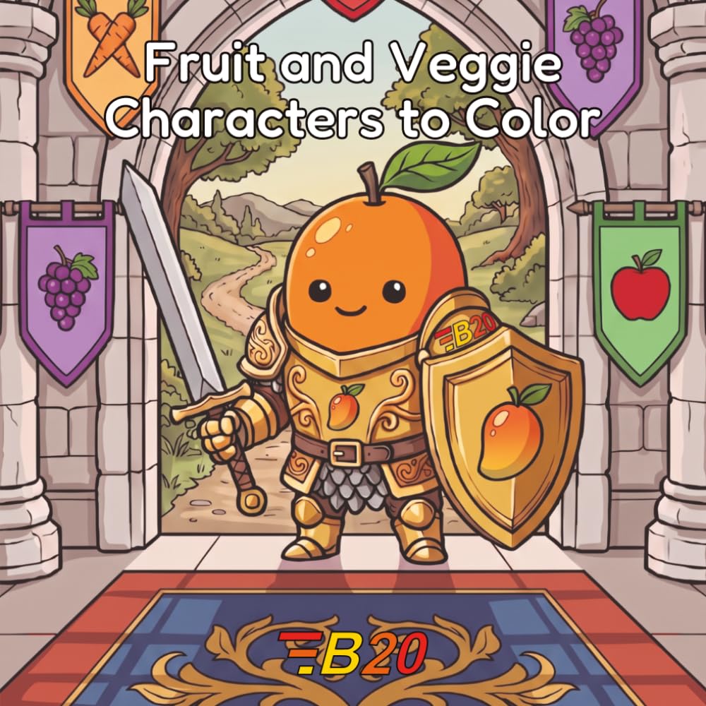 Fruit and Veggie Characters to Color: A Fantasy RPG Food Coloring Book with 80 Unique Hero Designs for Adults and Teens
