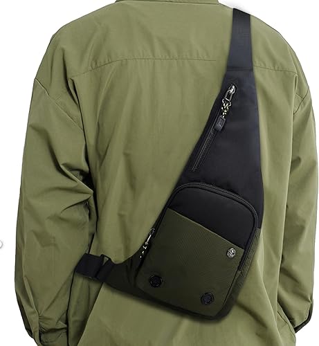 Peicees Bolso bandolera para hombres y mujeres, bolsa de hombro con correa, bolsillos, bolsa de pecho para correr, senderismo, campamento, ejercicio